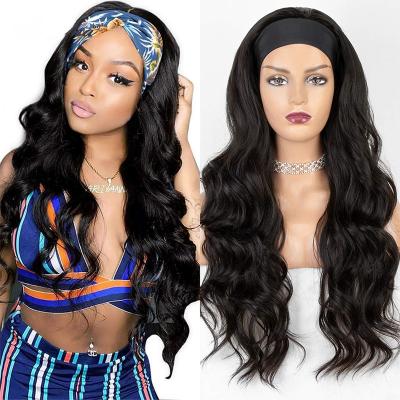 China Colored Deep Wave Women Non Lace Up Synthetic Hair Band Adjustable Deep Wave Headband Wig for sale