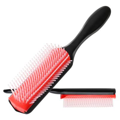 China New Lines Nine Paddle Men's Hairstyle Styling Comb Curly Hair Straight Hair Massage Denman Hair Brush for sale