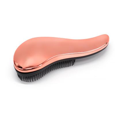 China Fashionable Appearance OEM Customized Plastic Electroplating Rose Gold Hair Detangling Brush Paddle Detangle Hair Brush for sale