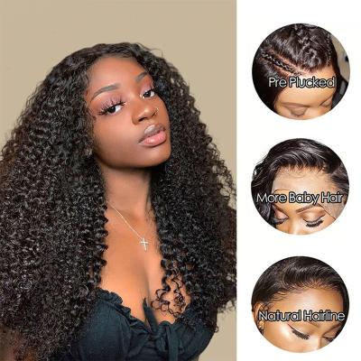 China Natural Color Curly Wave 28 Inches Brazilian 13X6 Hd Full Lace Wig Curli Lace Front Human Hair Wig for sale