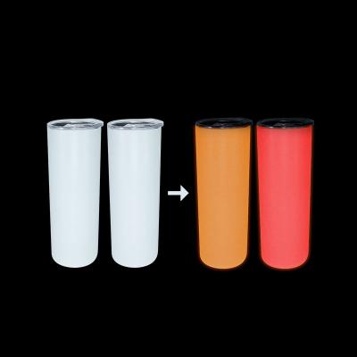 China USA Warehouse AGH 20oz Sublimation Red Blanks Sustainable Free Shipping Lean Straight Glow In The Dark Sublimation Tumbler With Straw for sale