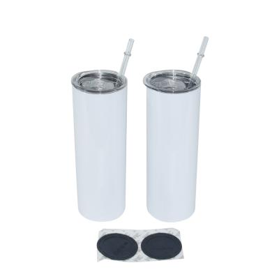 China Sustainable Drop Shipping 20oz 20 oz Straight Lean Double Wall Stainless Steel Sublimation Blanks Tumbler With Rubber And Metal Straw for sale