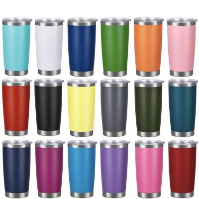 China Wholesale Eco-Friendly 20oz Customized Double Wall Vacuum Insulated 304 Stainless Steel Coffee Mug Colorful Car Tumbler With Lid for sale