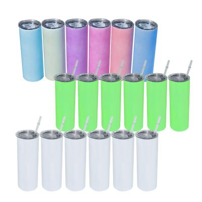 China Viable USA Ware AGH 20oz 20oz UV Color Changing Glow In The Dark Straight Lean Mug Sublimation Blanks Tumbler Mugs With Straw for sale