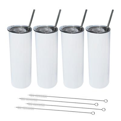 China 4 Pack Stainless Steel 20oz Sustainable Custom Amazon Success 20oz Sublimation Straight Lean Tumbler Set With Straw & Brush for sale