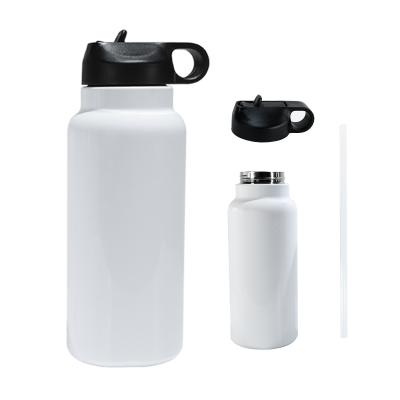 China Wholesale Viable 32oz 32oz Stainless Steel Double Wall Vacuum Insulated Sublimation Water Bottle With Lid And Straw for sale