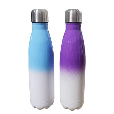 China 500ml Stainless Steel Viable Double Wall Shade Color Gradient Sublimation Masks Cola Bottle With Lid for sale