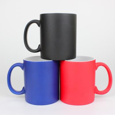 China 11oz Viable Heat Press Magic Thermo Sensitive Color Changing Glossy Matte Frosted Ceramic Mug Sublimation Coffee Mug for sale