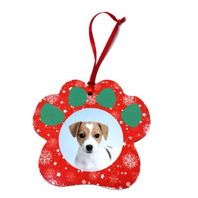 China Custom Printing Image Paw Shape MDF Wood Sublimation Masks Christmas Ornament For New Year Decoration for sale