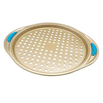 China Sustainable Konoto Baking Tray, Pizza Bakeware -- Nonstick Carbon Steel Perforated Pizza Pan with Grip Handles, Pizza Pan with Holes for sale