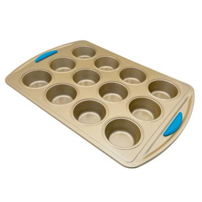 China Sustainable Konoto Muffin Tray, Muffin Bakeware -- Carbon Steel 12 Slots Non-Stick Muffin Pan with Silicone Grip Handles, Cupcakes Mold for sale