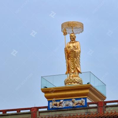 China Outdoor Decor Bronze Buddha Statue Gold Leaf Ksitigarbha Bodhisattva Statue for sale