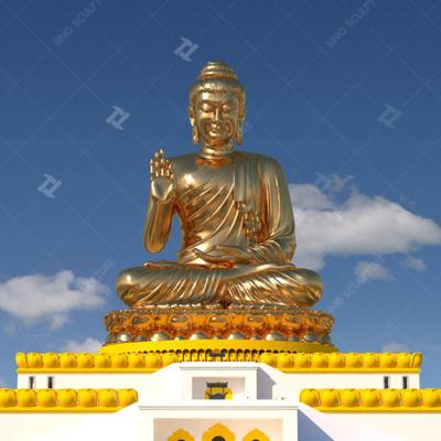 Cina Grande statua di Budda di bronzo forgiata a mano Superficie dorata per il tempio in vendita