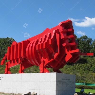 China Large Outdoor Spray Painted Steel Cow Metal Sculpture For Decoration By Highway for sale