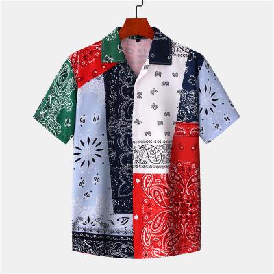 China Anti-pilling Summer Hawaii Shirts Men Shirt Dress Mens African Design Fashion Shorts Sleeve Plus Size Mens Geometric Print Hawaiian Shirts for sale