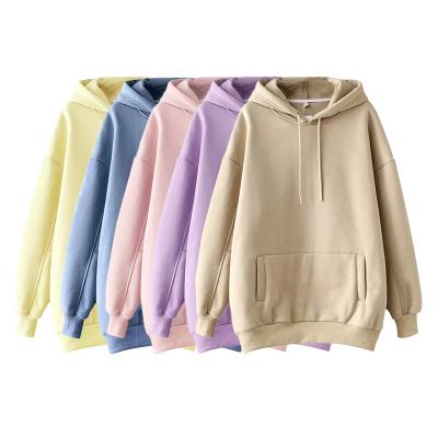 China French Fleece Terry Fabric Pullover Women Mutil High Quality Color Hoodie Ladies Autumn Winter Anti-wrinkle Fashion Hoodie for sale