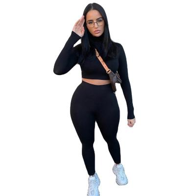 China Antibacterial Plus Size High Compression Workout Legging Activewear Women Gym Sports Long Sleeves Sets Jogging Yoga Wear Two Piece Set for sale