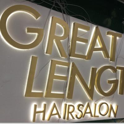 China Other high quality outdoor real lighted brass brushed brass back light channel letter sign for sale