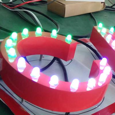 China Outdoor Buildings RGB Animation Stainless Steel Dot Light Sign Exposed Sign Dot Lights Letters for sale