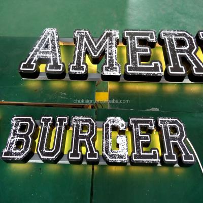 China Store Logo Advertising Burger Coffee Shop Logo Stainless Steel Outdoor Back Lit Led Letters Sign for sale