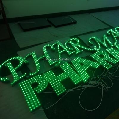 China Other Outdoor Use Exposed Point Lights Pharmacy Sign Front Lighted Led Channel Letter Sign for sale