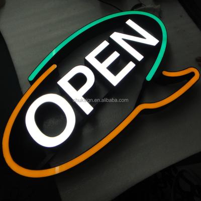 China Indoor Or Outdoor Front Lighted Advertising Customized Decorative Open LED Sign for sale