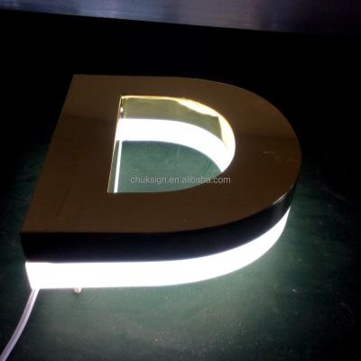 China Buildings Guanghzou Factory Supply Outdoor Mirror Brass Back Lighted Led Letters for sale