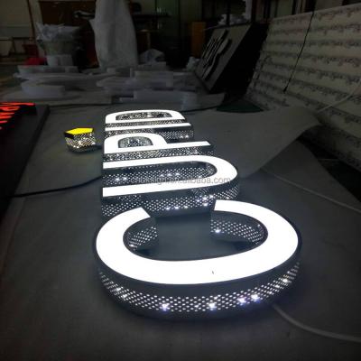 China Holes On Sides New Design For Shops Polished Stainless Steel Front Illumination Led Light Letter for sale