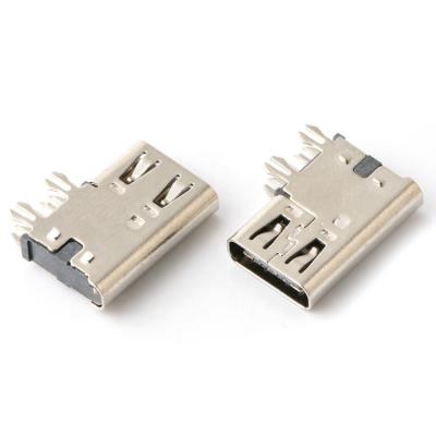 China Type-C Fast Speed ​​5A USB Right Angle Transmission USB C Female Connector 6 Pins Connectors for sale