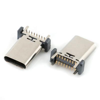 China Fast transmission speed 5A 16pins usb c female connector smt 180 degree H13.7 vertical type-c female connector for sale