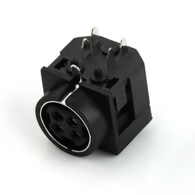 China Long life and good quality din connector MPC 4pins PCB female right angle female black mount circular din plug connector for sale