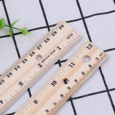 China School Office Stationery Hotsale Walmart Store School Stationery Supplies 12inch Ruler Scale Hanging Wooden Ruler for sale