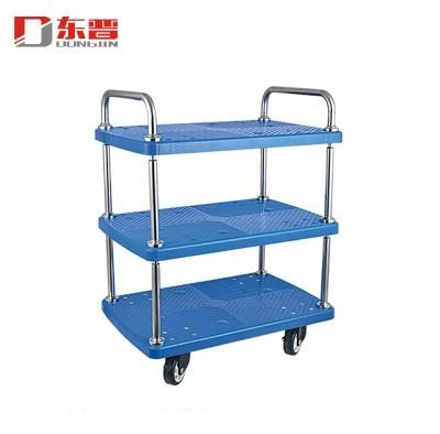 China Plastic Storage Food Service Transport Storage Trolley Cart Platform Truck With Wheel for sale