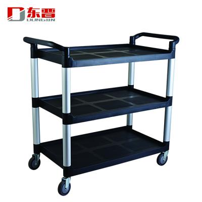 China Heavy Duty Platform Kitchen 3-Tier Plastic Mobile Rolling Food Tools Organizer Trolley Cart Serving Cart for sale