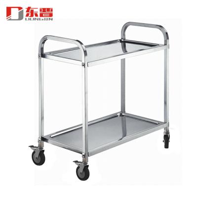 China S/S 201 Restaurant Kitchen Equipment Light Weight Stainless Steel 2 Tier Catering Service Cart Cart for sale