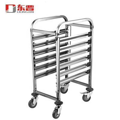 China S/S 201 Single Line 6 Layers Stainless Steel Dessert Drying Oven Bakery Tray Rack GN Pan Trolley for sale