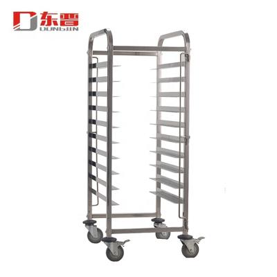 China 10 Layers of Stainless Steel S/S201 Single Line 1/1 GN Pan Bakery Tray Rack Trolley Cart For Food for sale