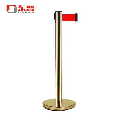 China S/S201 Polished Stainless Steel Retractable Crowd Control Seat Belt Queue Pole Traffic Barrier for sale