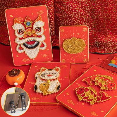 China Chinese Wood Frame DIY Kits Nails Painting Handmade String Art Winding Craft Kit for sale