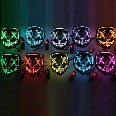 China Comfotable WSN 2022 Hot Sale Halloween LED Mask Black Glowing Words Halloween LED Mask With Blood Horror Mask for sale