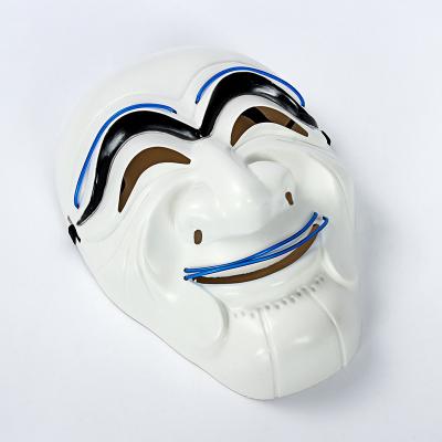 China 2022 Eco-friendly New Halloween Led Masks Cosplay Movies TV Silver Korean Heist Dali Masks for sale