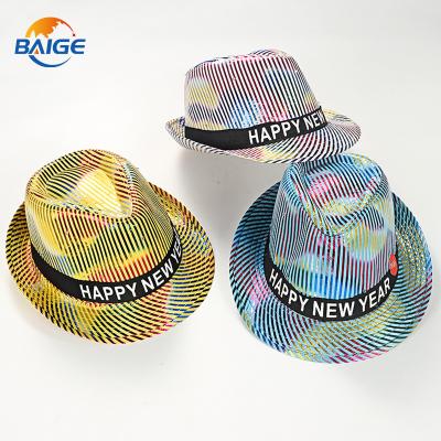 China Party And Novelty Eco-Friendly Flashing LED Fedora Hat With Gold Sequins for sale