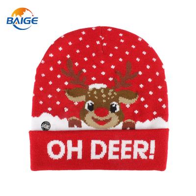 China Festival Led Christmas Beanie Hat Led Light Up Christmas Hat Knit Christmas Hats for sale