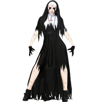 China Polyester Halloween Costume For Women Ladies Halloween Nun Cosplay Costume Vampire Demon Disfraz Halloween Costume for sale