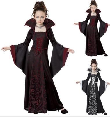 China Fancy Kids Costume Black Popular Witch Costume Witch Design Devil Girls Halloween Costume Cosplay Dress For Girls for sale