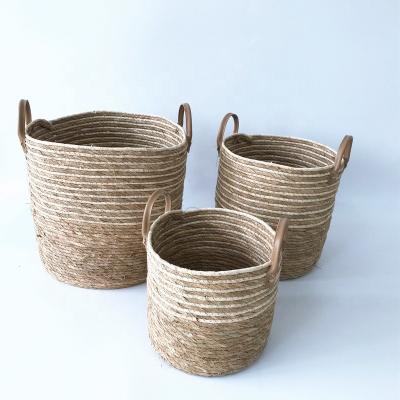 China Top 5 Viable Color Water Hyacinth Hot Selling Natural Sewing Laundry Basket for sale