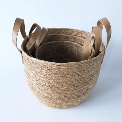 China Sustainable Fashionable Vegetable Plankton Straw Basket High Quality Best Selling Woven Basket Eco - Friendly for sale