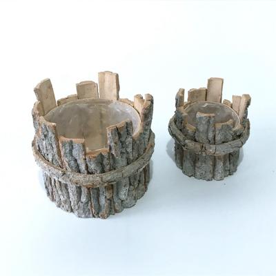 China CLASSIC high quality wooden pot bark pot balcony pot for sale for sale