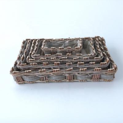 China China Rectangular Willow Set Bottom 6 Pizza Tray Basket Tray Set With Top Nonstick Willow Finger Fence Pizza Pan Set for sale