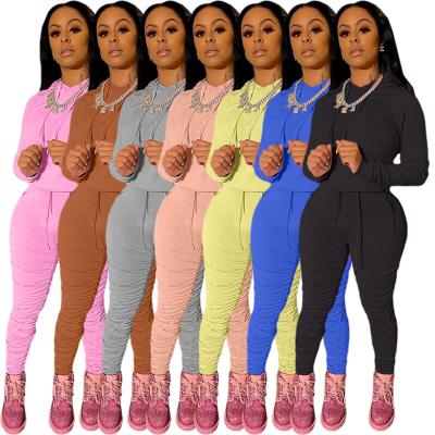 China Breathable Casual Sports Pleated Pants Hoodie Casual Outfits Long Sleeve Sports Pullovers Ladies Casual Outfits for sale